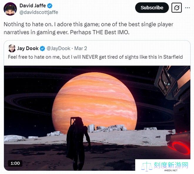 战神之父认为：《星空》是最佳单机叙事游戏！
