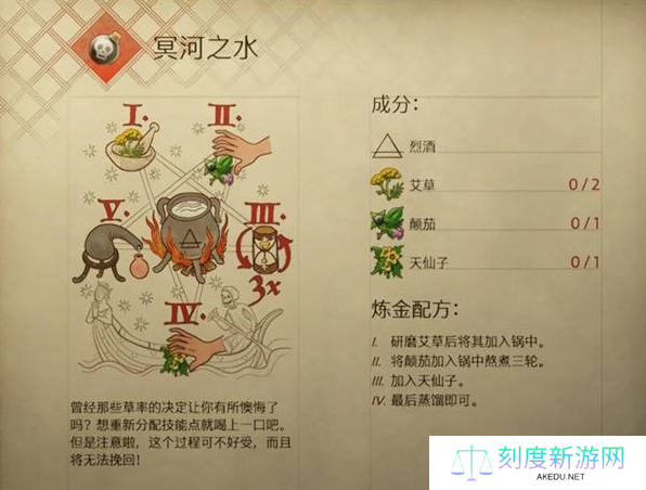 天国拯救2洗点药水怎么做-洗点药剂冥河之水配方介绍