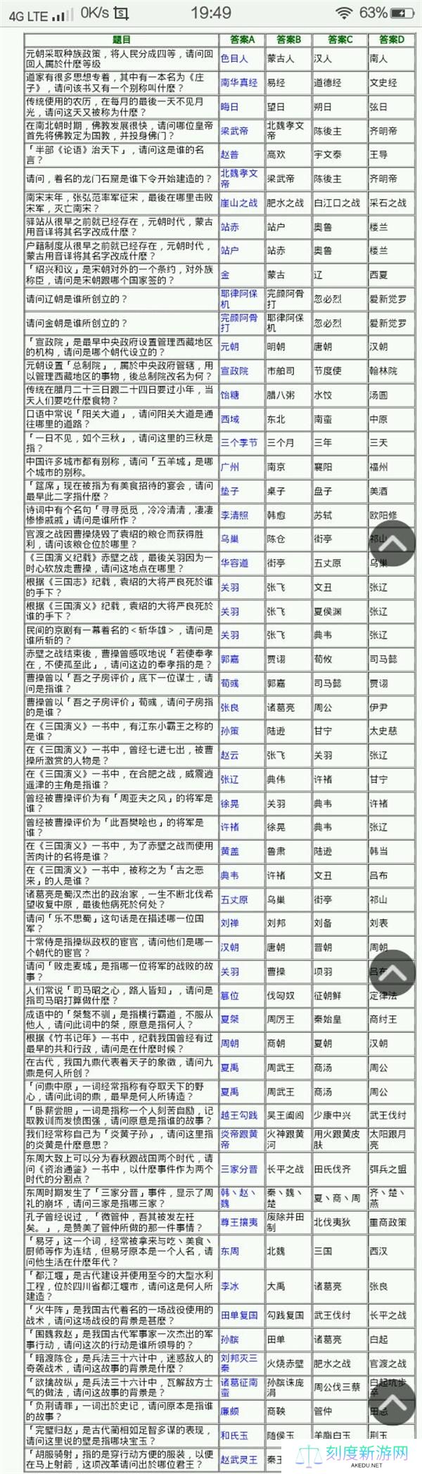 侠客风云传少年英雄会答案大全
