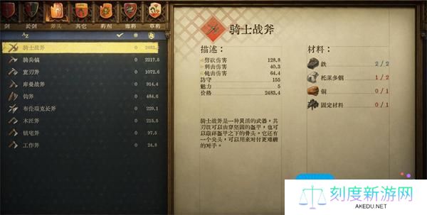 天国拯救2全强力武器图纸获取方法